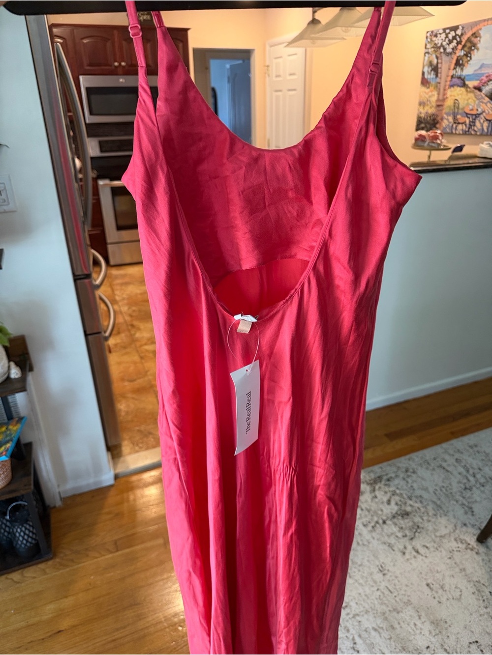 Lunya Washable Silk Bias Slip Dress Medium Coral Pink